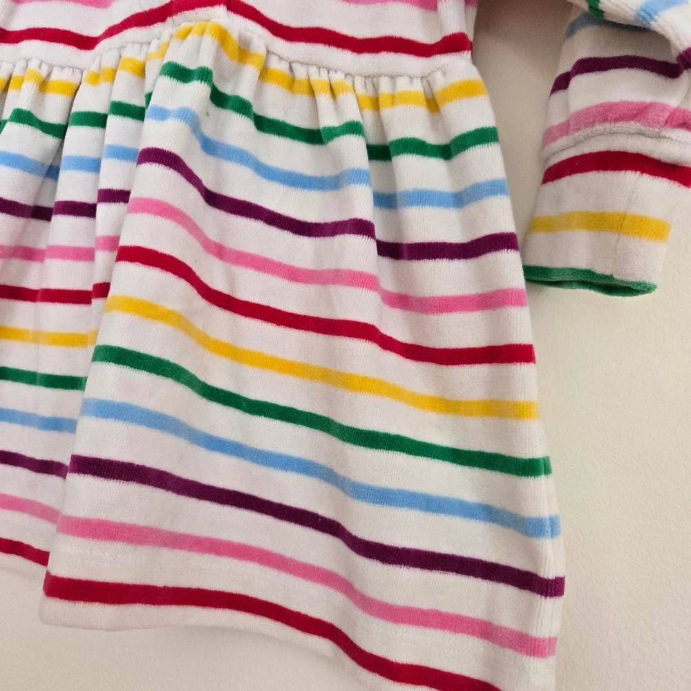 Hanna Andersson Baby Girls Rainbow Stripe Velour Long Sleeve Dress‎ 75cm 12-18M